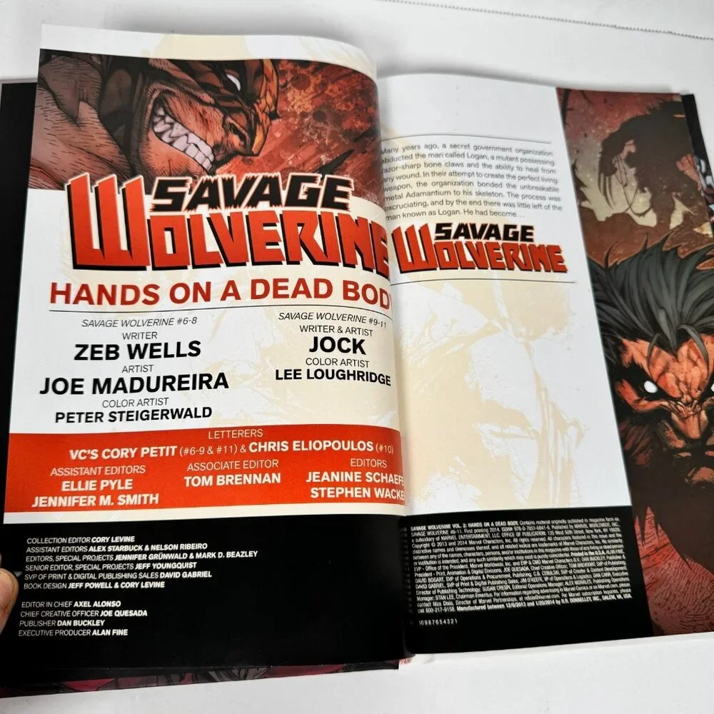 Savage Wolverine Hands on a Dead Body Vol 2 Superheroes Marvel Enterprises‎ HC